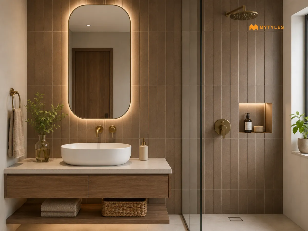 Vertical Matt Subway Tiles to Make Walls Look Taller